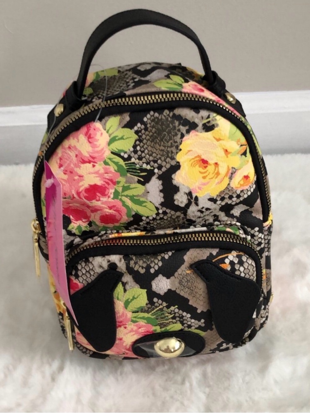 Betsey Johnson Kitsch Backpack Floral Doggy Animal